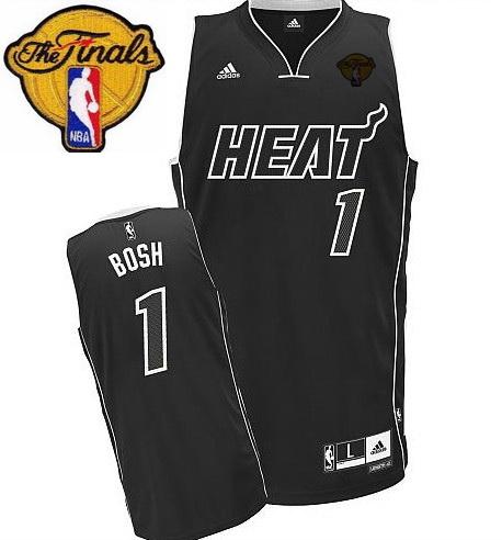 Miami Heat 1 Chris Bosh Black With White Shadow 2012 Fianls Revolution 30 Swingman NBA Jerseys Cheap