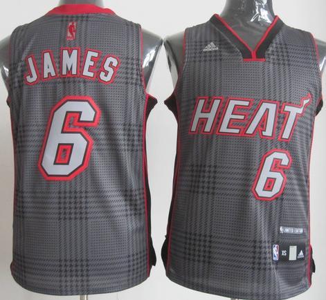Miami Heat 6 LeBron James Grey Rhythm Fashion Swingman Jersey Cheap