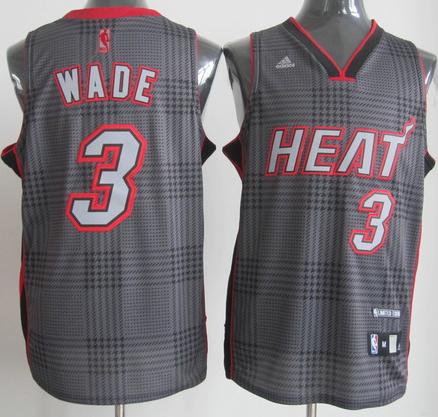 Miami Heat 3 Dwyane Wade Grey Rhythm Fashion Swingman Jersey Cheap