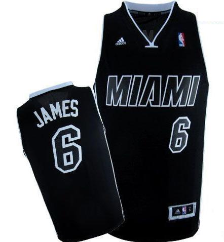 Miami Heat 6 LeBron James Black With White Shadow Revolution 30 Swingman Jerseys Cheap