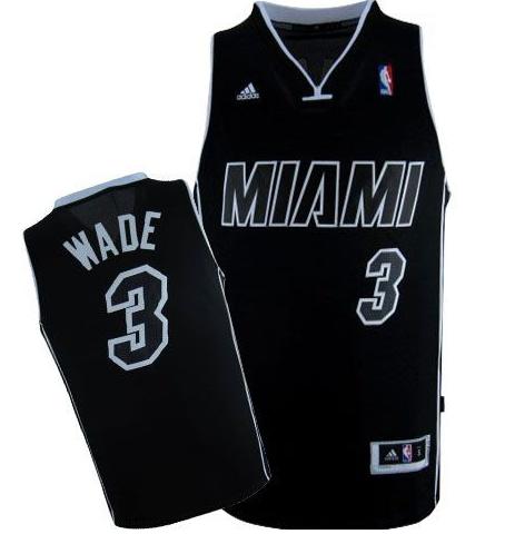 Miami Heat 3 Dwayne Wade Black With White Shadow Revolution 30 Swingman Jerseys