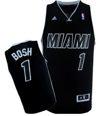 Miami Heat 1 Chris Bosh Black With White Shadow Revolution 30 Swingman Jerseys Cheap