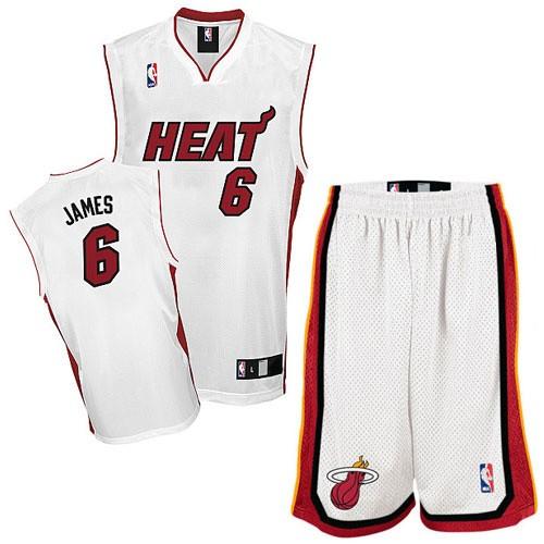 Miami Heat 6 Lebron James White Revolution 30 Swingman Jersey & Shorts Suit Cheap