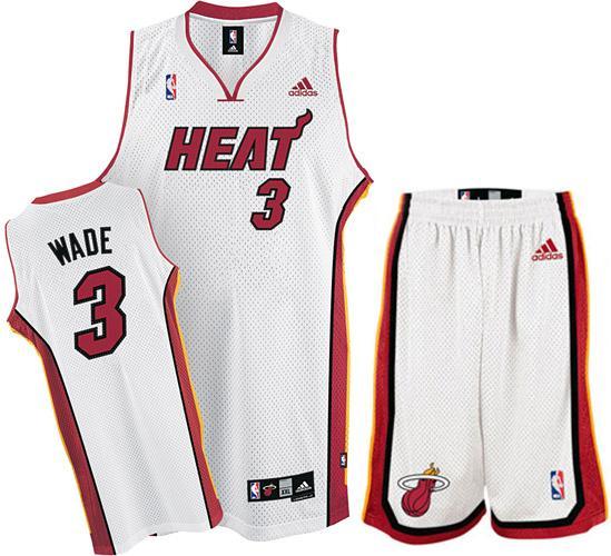 Miami Heat 3 Dwyane Wade White Revolution 30 Swingman Jersey & Shorts Suit Cheap