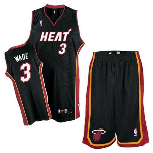 Miami Heat 3 Dwyane Wade Black Revolution 30 Swingman Jersey & Shorts Suit Cheap