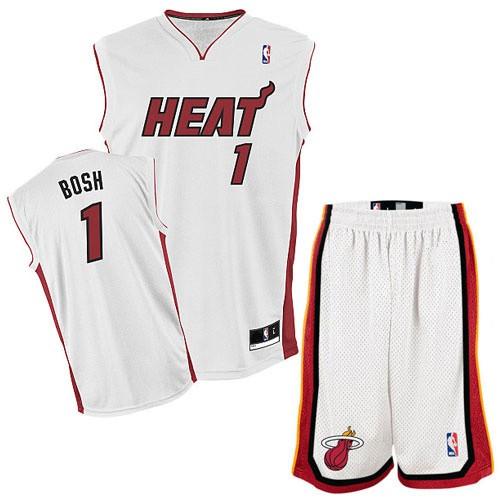 Miami Heat 1 Chris Bosh White Revolution 30 Swingman Jersey & Shorts Suit Cheap