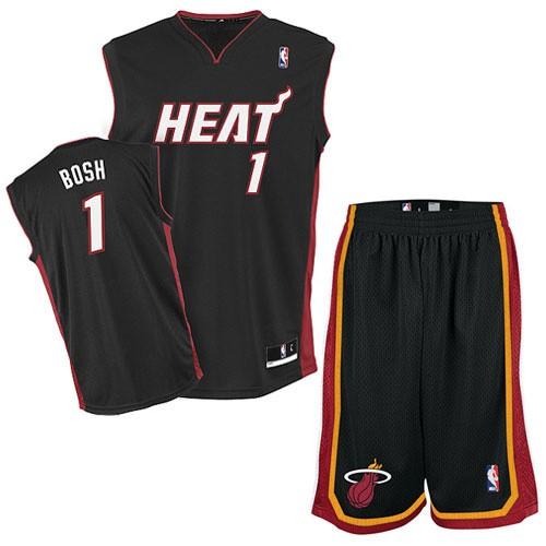 Miami Heat 1 Chris Bosh Black Revolution 30 Swingman Jersey & Shorts Suit Cheap