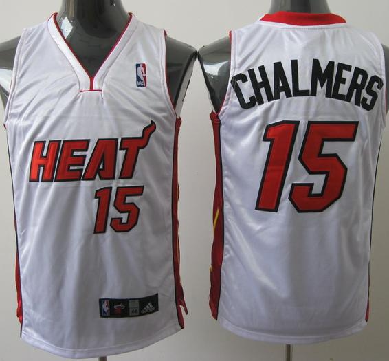 Miami Heat 15 Mario Chalmers White Jerseys
