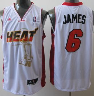 Miami Heat 6 LeBron James White 2011 Finals Commemorative Jersey Cheap