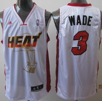 Miami Heat 3 Dwyane Wade White 2011 Finals Commemorative Jersey Cheap