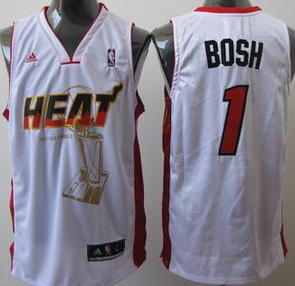 Miami Heat 1 Chris Bosh White 2011 Finals Commemorative Jersey
