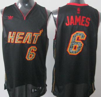 Miami Heat 6 LeBron James Black Swingman Jersey 2011 New Cheap