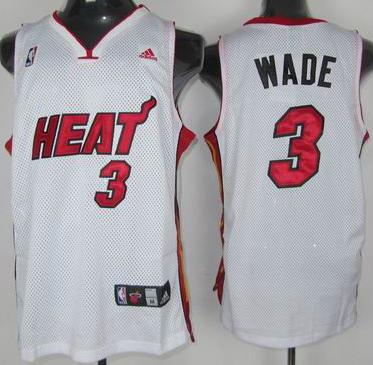 Miami Heat 3 Dwyane Wade White Mesh Swingman Jersey Cheap