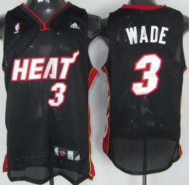 Miami Heat 3 Dwyane Wade Black Mesh Swingman Jersey