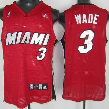 Miami Heat 3 Dwyane Wade Red Mesh Swingman Jersey