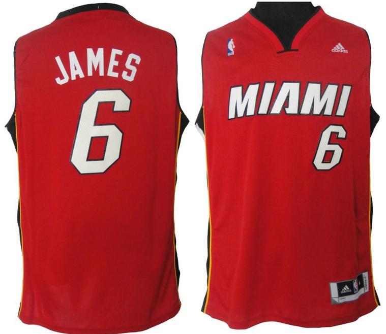 Revolution 30 Miami Heat 6 LeBron James Red Swingman Jersey