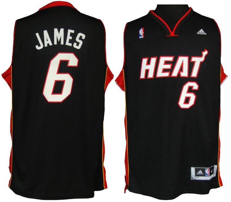 Revolution 30 Miami Heat 6 LeBron James Black Swingman Jersey