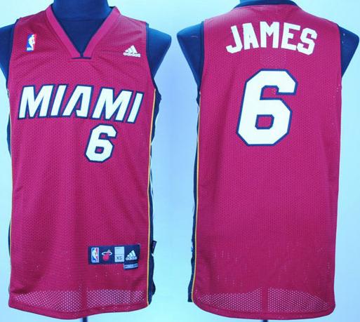 Miami Heat 6 James Red Mesh Swingman Jersey