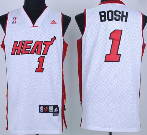 Miami Heat 1 Bosh White Mesh Swingman Jersey