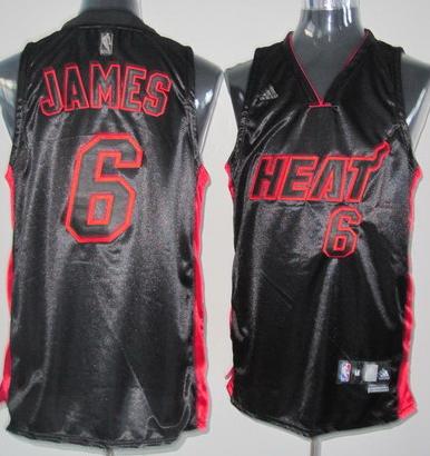 Miami Heat 6 LeBron James NEW Black Jersey Black-Red Number Cheap