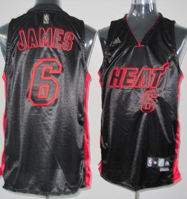 Miami Heat 6 LeBron James NEW Black Jersey Black-Red Number