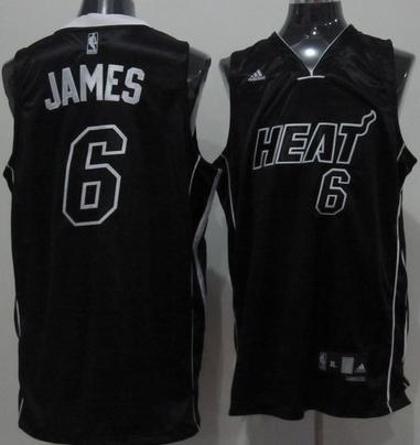 Miami Heat 6 James Black White Name Jersey