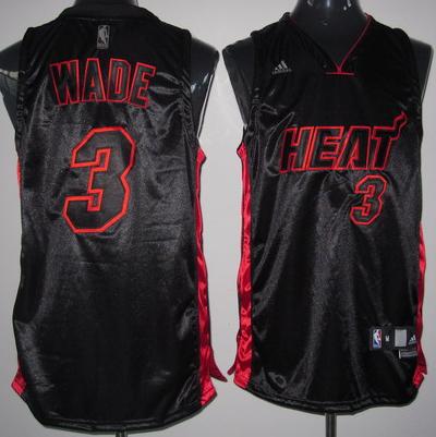 Miami Heat 3 Dwayne Wade NEW Black Jersey Black-Red Number