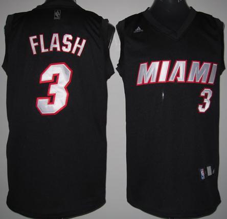 Miami Heat 3 Dwayne Wade Flash Fashion Black Jersey Cheap