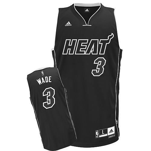 Miami Heat 3 Dwayne Wade Black White Name Jersey