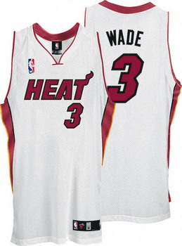 Dwyane Wade 3 White Authentic Miami Heat Jersey