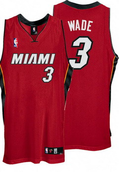 Dwyane Wade 3 Red Authentic Miami Heat Jersey Cheap