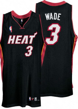 Dwyane Wade 3 Black Authentic Miami Heat Jersey Cheap