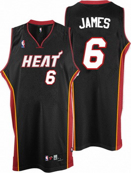 Miami Heat 6 LeBron James Black Jerseys Cheap