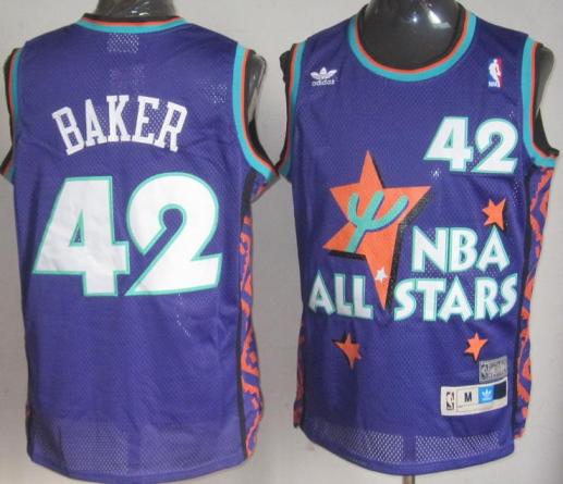 Milwaukee Bucks 42 Vin Baker Purple 1995 All Star Throwback NBA Jersey
