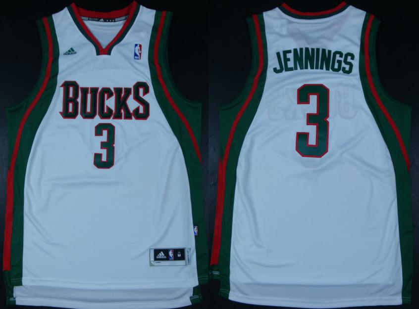 Milwaukee Bucks 3 Brandon Jennings White Revolution 30 Swingman NBA Jersey