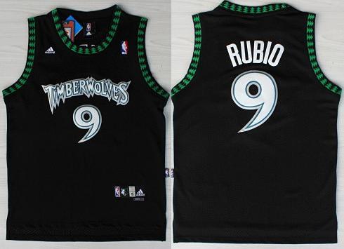 Minnesota Timberwolves 9 Ricky Rubio Black Swingman NBA Jerseys Cheap