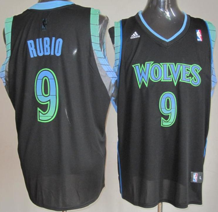 Minnesota Timberwolves 9 Ricky Rubio Black Vibe Fashion Revolution 30 Swingman NBA Basketball Jersey Cheap