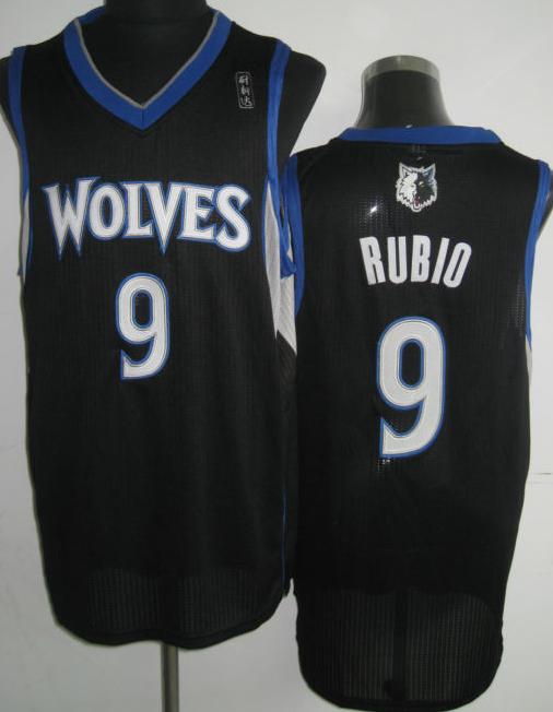Minnesota Timberwolves 9 Ricky Rubio Black Revolution 30 NBA Jerseys