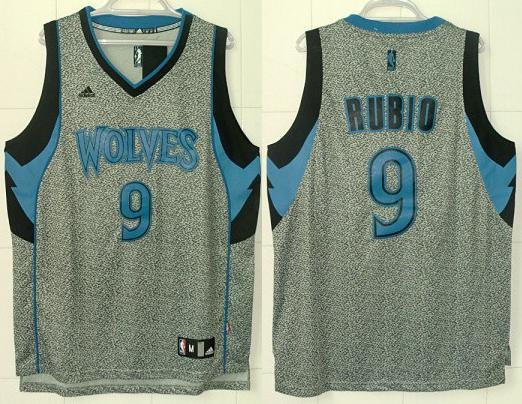 Minnesota Timberwolves 9 Ricky Rubio Grey Static Fashion Swingman NBA Jersey