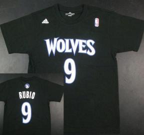 Minnesota Timberwolves 9 Ricky Rubio Black NBA Basketball T-Shirt Cheap