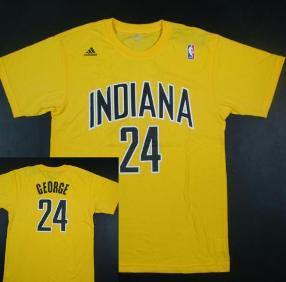 Indiana Pacers 24 Paul George Yellow NBA Basketball T-Shirt Cheap