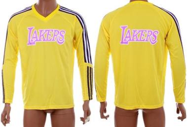 NBA Los Angeles Lakers Yellow Long Sleeve Training Clothes Cheap