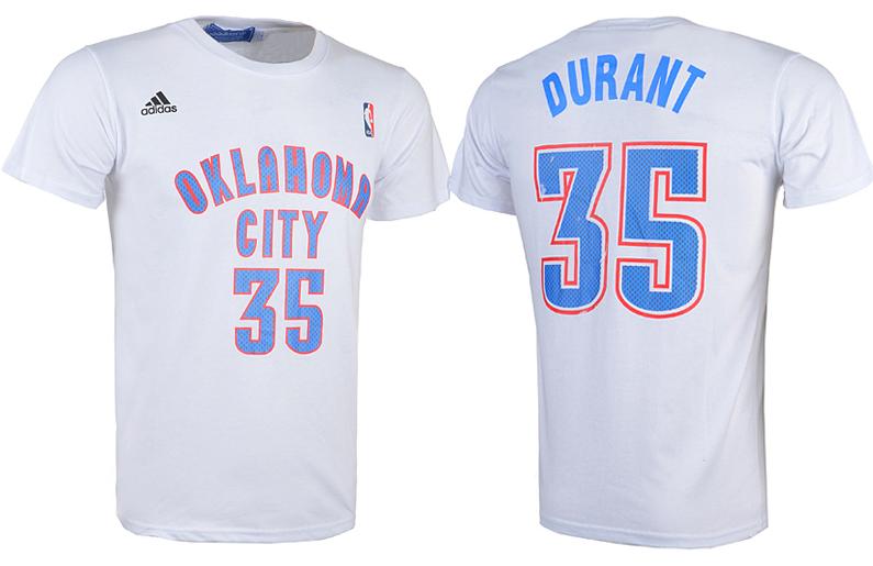 Oklahoma City Thunder 35 Kevin Durant White NBA Basketball T-Shirt Cheap