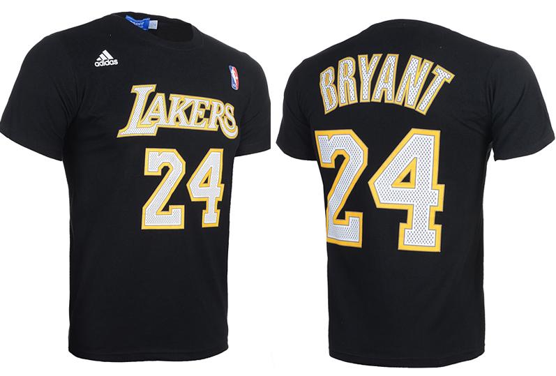 Los Angeles Lakers 24 Kobe Bryant Black NBA Basketball T-Shirt Cheap