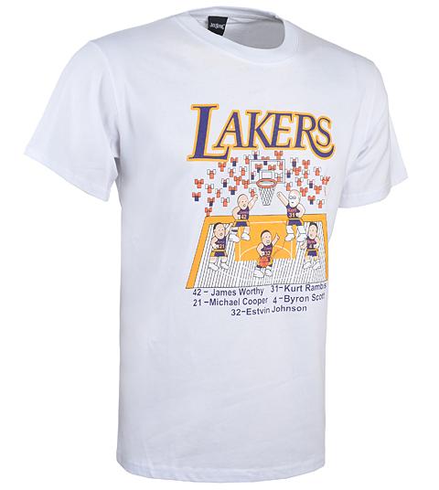 Los Angeles Lakers White Team NBA Basketball T-Shirt Cheap