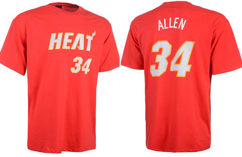 Miami Heat 34 Ray Allen Red NBA Basketball T-Shirt Cheap