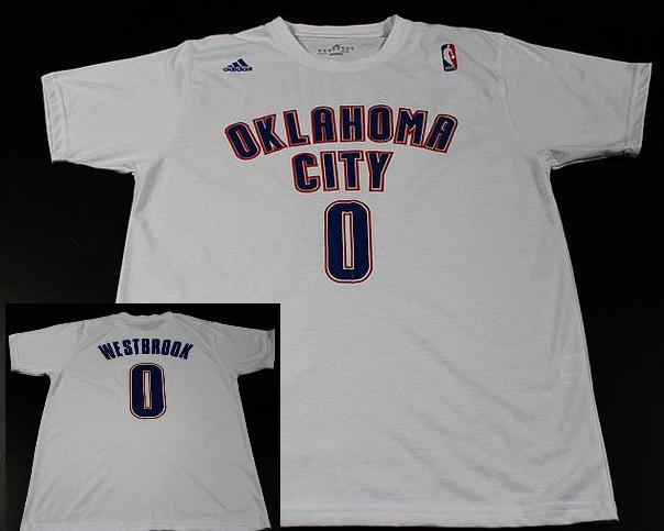 Oklahoma City Thunder #0 Russell Westbrook White NBA Basketball T-Shirt Cheap
