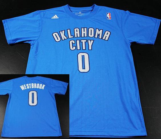 Oklahoma City Thunder #0 Russell Westbrook Blue NBA Basketball T-Shirt Cheap