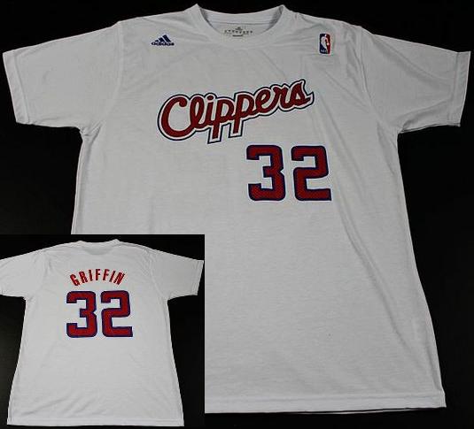 Los Angeles Clippers 32 Blake Griffin White NBA Basketball T-Shirt Cheap