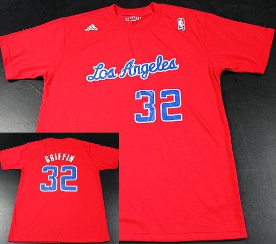 Los Angeles Clippers 32 Blake Griffin Red NBA Basketball T-Shirt Cheap